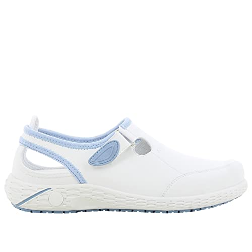 SAFETY JOGGER Arbeitsschuhe Damen Oxypas - LINA - Leichter, Bequemer Sicherheitsschuh mit Klettverschluss, ideal für Pflege, Küche oder Innenbereich, rutschfest, 37 EU Blau von SAFETY JOGGER