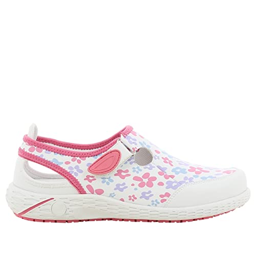 SAFETY JOGGER Arbeitsschuhe Damen Oxypas - LINA - Leichter, Bequemer Sicherheitsschuh mit Klettverschluss, ideal für Pflege, Küche oder Innenbereich, rutschfest, 37 EU Geblümt von SAFETY JOGGER