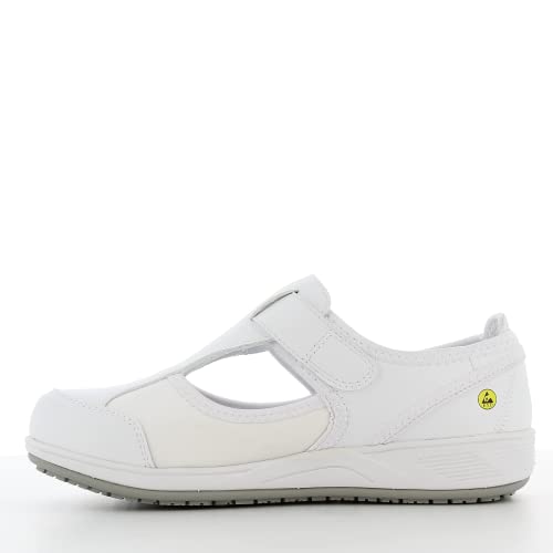 SAFETY JOGGER Arbeitsschuhe Damen Oxypas 35 EU Weiss - Camille - Leichter, Bequemer Sicherheitsschuh mit Klettverschluss, ideal für Pflege, Küche oder Innenbereich, rutschfest von SAFETY JOGGER