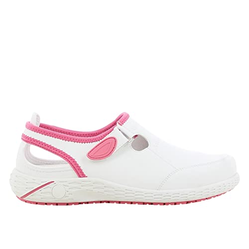 SAFETY JOGGER Arbeitsschuhe Damen Oxypas - LINA - Leichter, Bequemer Sicherheitsschuh mit Klettverschluss, ideal für Pflege, Küche oder Innenbereich, rutschfest, 37 EU Rosa von SAFETY JOGGER