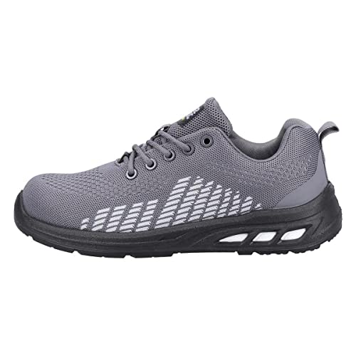 SAFETY JOGGER Stahlkappen Sicherheits Trainer - Fitz Grau EU 40, Hochbequeme und atmungsaktive S1P Arbeitsschuhe für Damen und Herren von SAFETY JOGGER