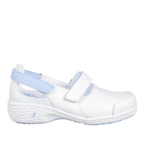 SAFETY JOGGER Sicherheitsschuhe Damen 36 EU - Samantha - Leichte, Bequemer Sicherheitsclog, Klettverschluss Leder Arbeitsschuh, ideal für Pflege oder Reinigung, Oxypas, Weiß von SAFETY JOGGER