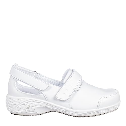 SAFETY JOGGER Sicherheitsschuhe Damen 41 EU - Samantha - Leichte, Bequemer Sicherheitsclog, Klettverschluss Leder Arbeitsschuh, ideal für Pflege oder Reinigung, Oxypas, Weiß von SAFETY JOGGER