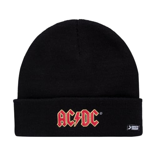 Safety Jogger Strickmütze Herren und Damen, Unisex Beanie ideal für die Arbeit im Freien, Mütze mit Umschlag und AC/DC Logo EU SR, Schwarz von Safety Jogger