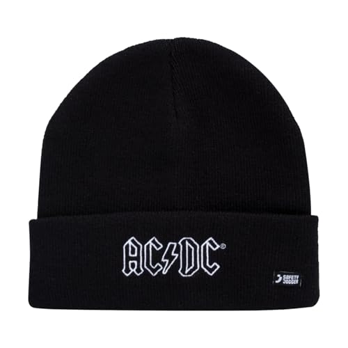 Safety Jogger Strickmütze Herren und Damen, Unisex Beanie ideal für die Arbeit im Freien, Mütze mit Umschlag und AC/DC Logo EU SR, Schwarz von Safety Jogger