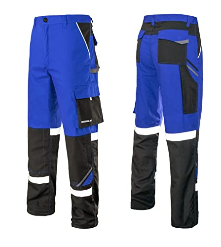 ARTMAS Professional-REF Arbeitshose Herren Schutz für Monteure Hose für Gärtner Mechaniker reflektierende; Blau mit Schwarz; (54) von Safety 1st