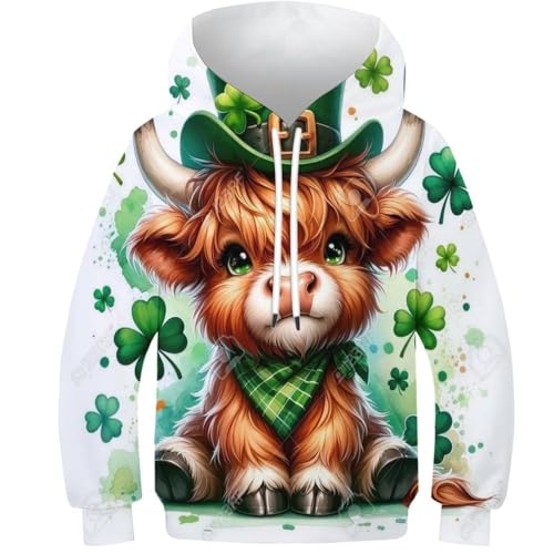 SAFGTXHTR Kinder Yak Hoodie 3D Lustig GedrucKt Lovely Kapuzenpullover Langarm Pullover Lovely Hoodies Leichte Sweatshirt Für Jungen Mädchen Mit Kängurutasche Alter 6-15 von SAFGTXHTR