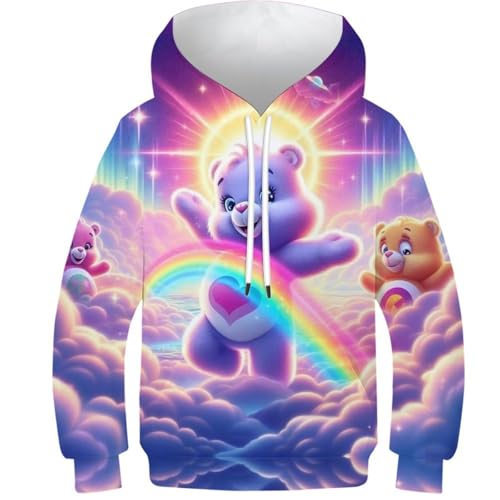 SAFGTXHTR Unisex Kinder Bär Hoodie 3D Lustig GedrucKt Lovely Kapuzenpullover Langarm Pullover Lovely Hoodies Leichte Sweatshirt Für Jungen Mädchen Mit Tasche Alter 6-15 von SAFGTXHTR
