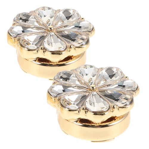 2 Stück Elegante Blumen Manschettenknöpfe Für Damen Mit Strasssteinen Goldene Legierung Perfekte Schmuckzubehör Für Hemden Und Kleider von SAFIGLE