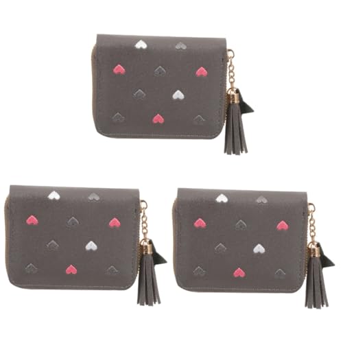 SAFIGLE 3St Geldbörse tragbare Brieftasche Tragetasche Münzhandtasche wechseln Münzbeutel damenbörse damengeldbeutel Purse Handtaschen dekoratives Portemonnaie Geldbeutel aus PU-Leder Grey von SAFIGLE