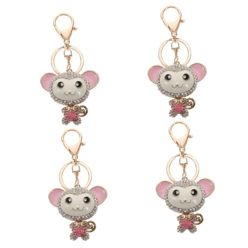 4 Stück Schlüsselanhänger Glitzer-Schlüsselanhänger hängende Affenverzierungen Bookmarks Book Marker Schlüsselbund Coole Schlüsselanhänger Affendekor aus Legierung Rosa SAFIGLE von SAFIGLE