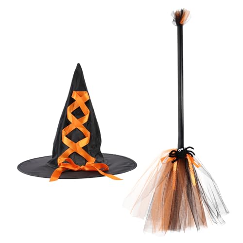 Halloween hexenkost��m set - hexenhut und besen f��r kinder und, einzigartiges design, hochwertiges material, perfekt f��r halloween-partys und von SAFIGLE