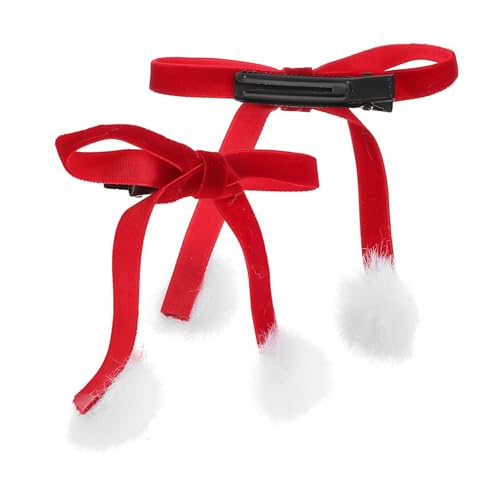 SAFIGLE Haarspangen Mit Schleifen Und Pompons Für Mädchen Weicher Stoffspange Vielseitiges -accessoire Festlicher -clip Für Damen von SAFIGLE