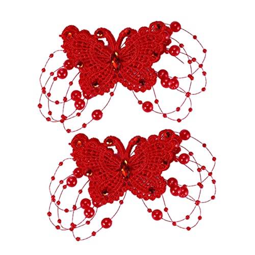 SAFIGLE 1 Paar Haarschmuck Mode Kopfbedeckung Kostümzubehör Haarverzierung Hochzeitskopfschmuck rot SAFIGLE 1 Paar Haarschmuck Mode Kopfbedeckung Kostümzubehör Haarverzierung Hochzeitskopfschmuck rot von SAFIGLE