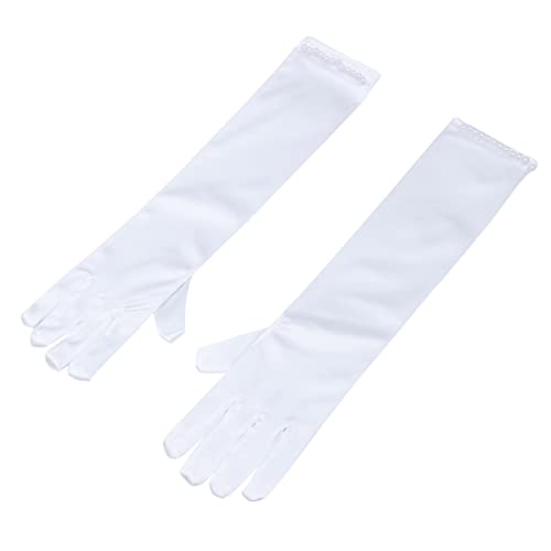 SAFIGLE 1 Paar Lange Satin-Handschuhe FüR Damen Mit Perlen-, Brauthandschuhe in Weiß - GrößE FüR Hochzeiten Und Abendpartys von SAFIGLE