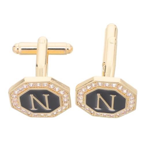 SAFIGLE 1 Paar Herren Manschettenknöpfe mit Funkelnden Strasssteinen Kreatives Alphabet Design für Hochzeiten Geschäftstreffen Besondere Anlässe Perfektes für Männer von SAFIGLE