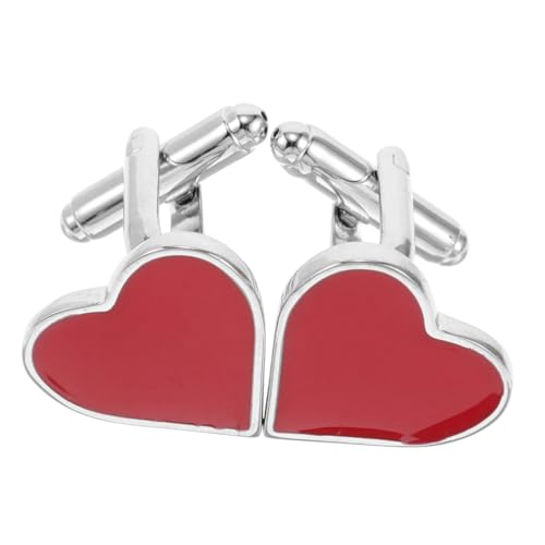 SAFIGLE Manschettenknöpfe Herzform Rot Für Herren Stilvolle Hochzeitsaccessoires Formelle Hemdenzubehör Mit Klebetechnologie Romantisch Für Valentinstag Und Anlässe von SAFIGLE