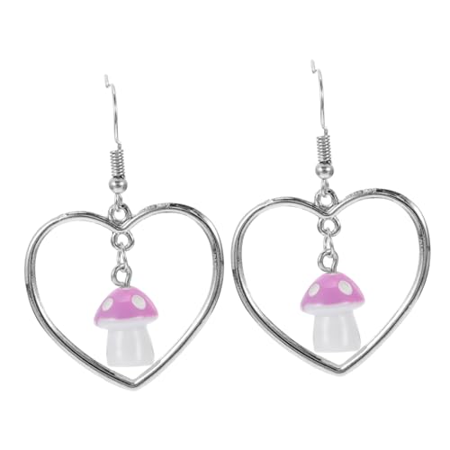 SAFIGLE 1 Paar Herz-Pilz-Ohrringe heart earrings herzohrringe Hochzeitsparty-Ohrringe Damen Ohrringe Ohrstecker Tropfenohrringe Mode-Ohr-Accessoires empfindlich Geschenk Fräulein Plastik von SAFIGLE