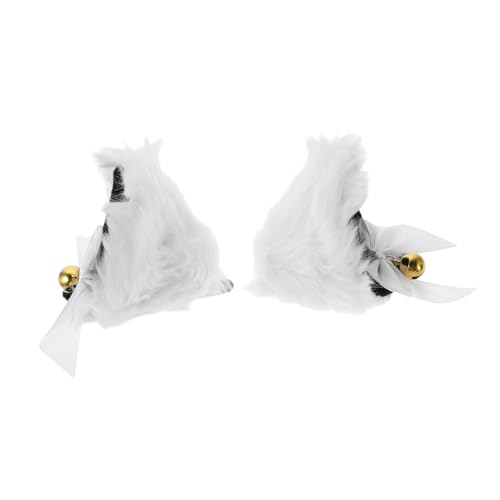 SAFIGLE 1 Paar Katzenohr -kopfschmuck Halloween-cosplay-haarspangen Urlaub Haarnadeln Pelziger Kätzchen-kopfschmuck Clip Für Katzenohren Haarspangen Mit Pelzigen Ohren Weiß Polyester von SAFIGLE