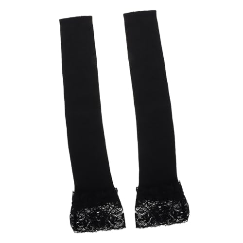 SAFIGLE Schwarze Fingerlose Gestrickte Armstulpen Lange Spitzenärmel Ellenbogen Für Damen Atmungsaktives Material Für Frühling Und Herbst von SAFIGLE