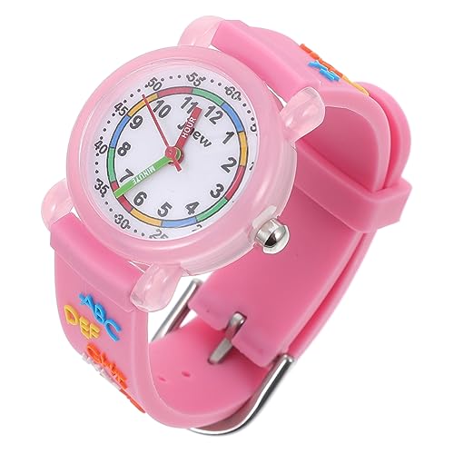 SAFIGLE 1 STK Kinderuhr Armbanduhr Kinder Watch Uhr für Kinder Water Proof desouses Wasser 3D Mädchen sehen schöne Mädchenarmbanduhr Buchstabe Anschauen Quarzuhren Schüler Quarz Rosa von SAFIGLE