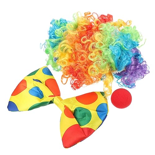 SAFIGLE Festival Clown Kostüm Kit Perücke Nase Fliege Party Requisiten Für Halloween Maskerade von SAFIGLE
