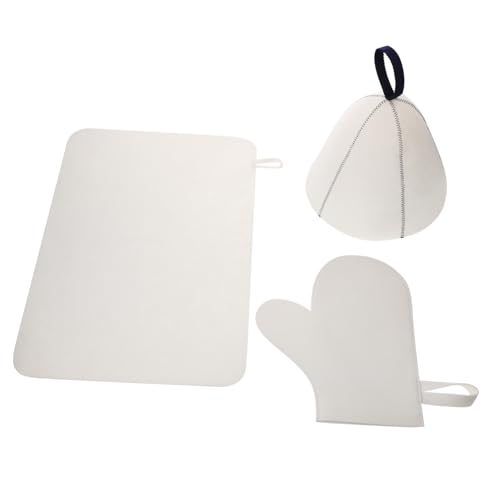 SAFIGLE Saunahut Für Damen Und Herren Aus Filz Saunakappe Mit Saunamatte Und Filzhandschuh Zum Schutz Der Kopfhaut Und Haare Sauna von SAFIGLE