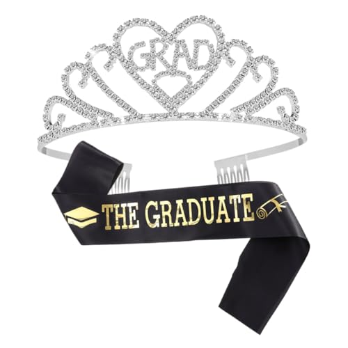 SAFIGLE 1 Satz Graduierungs-Etikettengürtel Schultergurt für Abschlussfeier Abschluss liefert Mädchenhaare für den Abschluss Graduierung Mädchen Tiara Etikette Gürtel Stirnband: Legierung von SAFIGLE