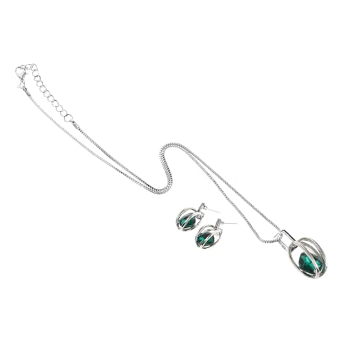 SAFIGLE 1 Satz Grünes Schmuckset für Frauen Rhinestone Tropfenanhänger Halskette und Ohrringe Hochzeitsaccessoires für Abschlussfeiern Proms und Besondere Anlässe von SAFIGLE