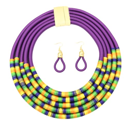 SAFIGLE 1 Satz handgewebte Damenkette Damenschmuck Schmuck-Kits the color purple diepurpurnen Weihnachtssto Geschenke für Männer Halskette mit Magnetverschluss mehrschichtige Halsbandkette von SAFIGLE