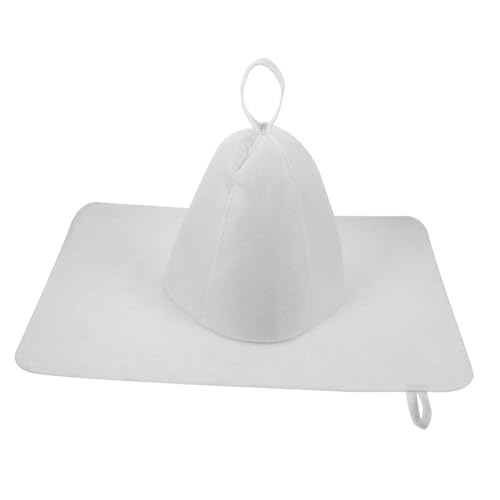 SAFIGLE 1 Satz Sauna Duschkappe Kissen Set groß Saunahut aus Filz Saunahüte absorbierende Filzhüte Haussauna dicker Saunahut Sauna spürte Bathwool Hut Kappe für die Sauna Filzstoff Weiß von SAFIGLE