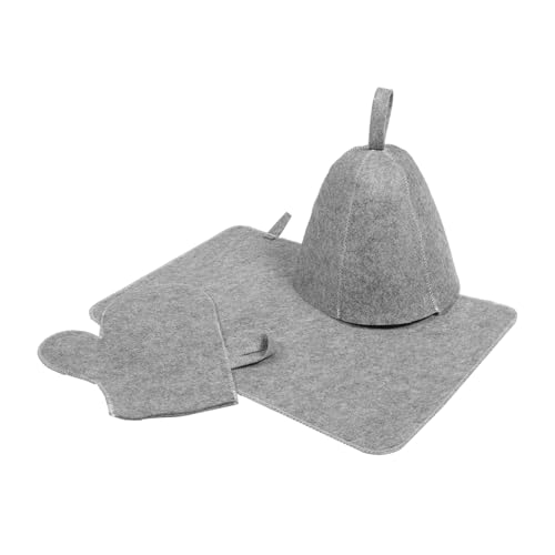 SAFIGLE Saunahut Satz Aus Filz Mit Handschuhen Und Matte Tragbare Saunaaccessoires Für Damen Und Herren Saugfähige Atmungsaktive Saunakappe Für Zuhause Und Outdoor Aktivitäten Wellness von SAFIGLE