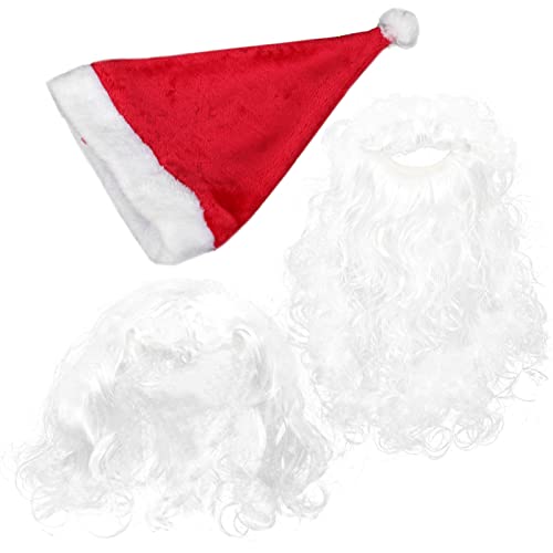 SAFIGLE 1 Satz Weihnachtsmann Perücke mit Bart und Mütze Komplettes Kostüm für Santa Claus Lustige Weihnachtsdeko für Erwachsene und Familie für Weihnachtsfeiern und Cosplay von SAFIGLE