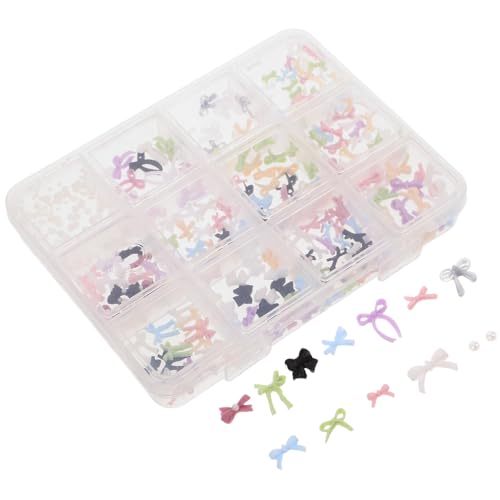 SAFIGLE 1 Schachtel Teiliges Nail Art Bow Charms mit Bunten Weichen Skulptur-details Langlebig und Flexibel Inklusive Aufbewahrungsbox DIY Nageldekoration für Alltag Party und Besondere von SAFIGLE