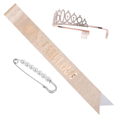 SAFIGLE 1 Set Geburtstags Strass Kronengürtel Geburtstagsschärpe Und Kronen Anstecker Kronen Happy Birthday Dekoration Banner Stand Strass Tiara Requisiten Strumpfband Die Krone von SAFIGLE