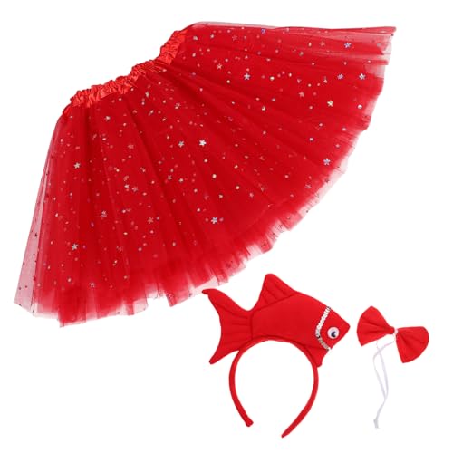 SAFIGLE 1 Set Kids Ocean Animal Plüsch Fischkostüm Set Mit Fischstirnband Und Rock Süße Meereskreatur Cosplay Für Halloween -partys Und Alltägliche Abnutzung von SAFIGLE