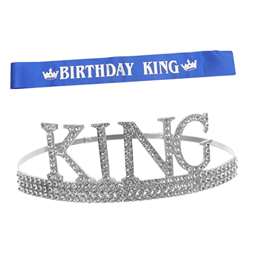 SAFIGLE 1 Set Krone Zeremonieller Gürtel Kronen Party Für König Geburtstag Die Krone Abschlussball Schärpe Und Krone Abschlussball Krone Abschlussball Kopfbedeckung Krone Stirnband Strass von SAFIGLE