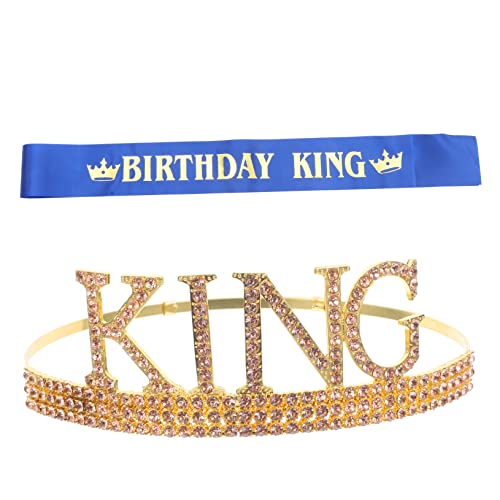 SAFIGLE 1 Set Krone Zeremonieller Gürtel Nummer Jungen Geburtstag Die Krone Kostüm Krone Glitzer Party Krone Strass Krone Abschlussball Party Dekoration Kopfbedeckung Accessoire Krone von SAFIGLE