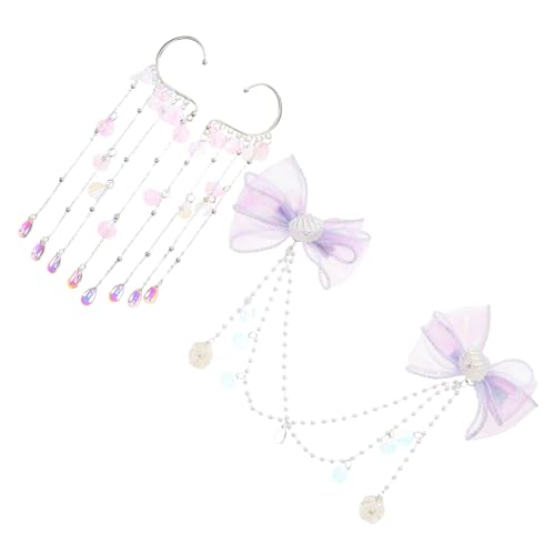 SAFIGLE Meerjungfrau Haarspangen Für Mädchen Künstliche Perlenquaste Schleife Stirnkette Kinderkopfschmuck Für Party-accessoires Meerjungfrau Dekorationen Stirnbänder Haarschmuck von SAFIGLE