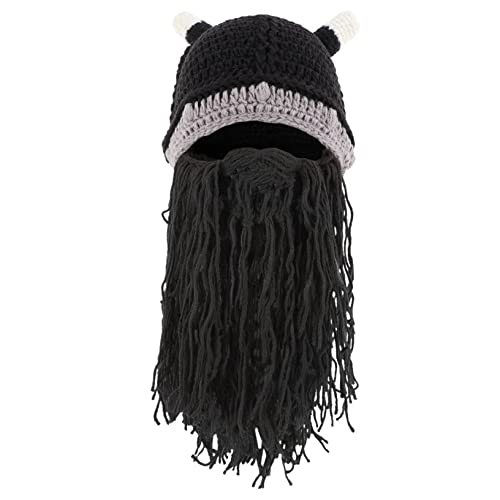 SAFIGLE 1 Stück Bärtiger Hut Kopfbedeckung Wikingerhut Mit Kurzem Bart Ochsenhornhelm -bart-hut Kopfbedeckung Helm-party- Cosplay-hut-requisiten Black Garn von SAFIGLE