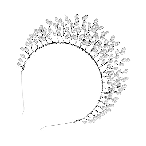 SAFIGLE 1 Stück Brautjungfernkrone Brautkrone Kopfbedeckung mit Hochzeitskrone Hochzeitskopfschmuck Tiara-Krone für Frauen Hochzeit Haarreifen Braut Tiara Legierung Silber von SAFIGLE
