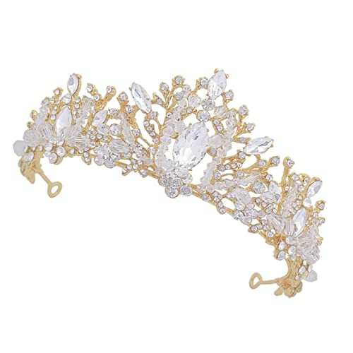 SAFIGLE Braut Krone Hochzeit Kopfbedeckung Braut Haarband Mit Strass Weißer Schmuck Stirnband Für Damen Hochzeitskopfschmuck Mit Lichtechtem Material von SAFIGLE