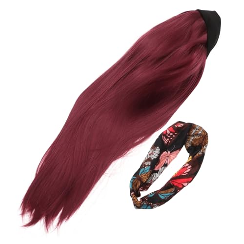 SAFIGLE 1 Stück Damen Langhaar Perücke aus Hitzebeständigem Seidenmaterial mit Hijab und Haarband für Cosplay Partys und Täglichen Gebrauch Hautfreundlich und Bequem von SAFIGLE