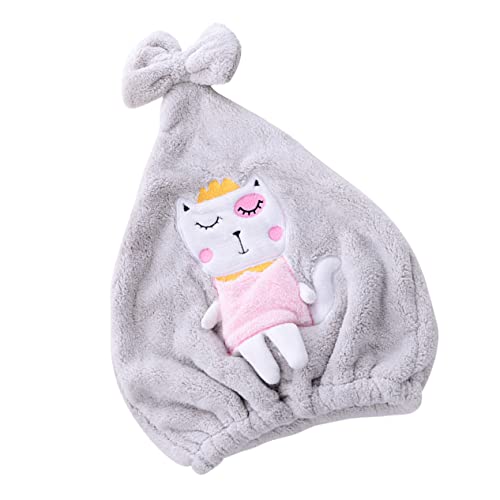 SAFIGLE 1 Stück Duschhaube für trockenes Haar Trocknen Duschmütze plumpsen Haarhandtuchkappe Bad Duschhut Mädchen Duschhaartuch Haartuchkappe aus Haare Haar Handtuch Hut Korallenvlies Grau von SAFIGLE