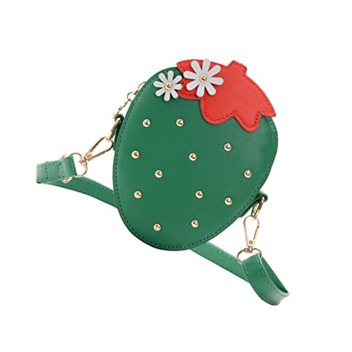 SAFIGLE Erdbeere Pu Münztasche Für Junge Mädchen Modische Geldbörse Einfaches Portemonnaie Mit Verstellbarem Schultergurt von SAFIGLE