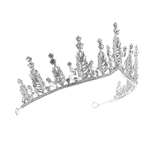 SAFIGLE 1 Stück Hochzeitskrone Tiara Hochzeit Tiara Kopfschmuck Krone für Frauen Prinzessin Krone Vintage Tiara Hochzeitstiara Strass Tiara Kopfschmuck Zinklegierung Silber von SAFIGLE