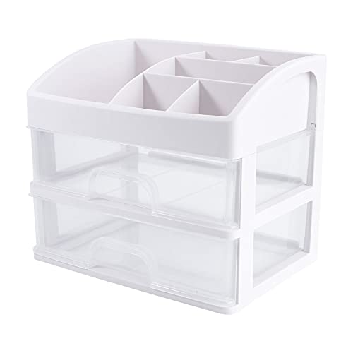 SAFIGLE 1 Stück Klarer Kosmetik Organizer mit Schichten Transparente Aufbewahrungsbox für Make Up und Bürobedarf Platzsparend für Schlafzimmer und Schreibtisch von SAFIGLE