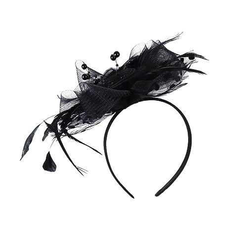 SAFIGLE 1 Stück Kopfschmuck Aus Federnetz Haarspangen Für Hochzeitsgäste Tiara Für Die Hochzeit Der Braut Brautjungfern Haarzubehör Vintage Elegantes Haar Braut- Hochzeitscocktail Schwarz von SAFIGLE