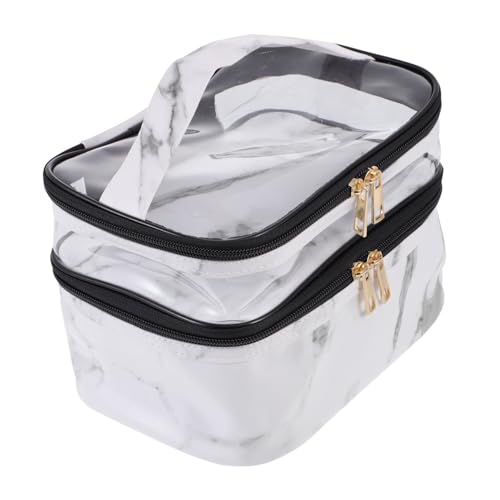 SAFIGLE 1 Stück Kosmetiktasche Aus Marmor Reisezubehör Reisen Faltbar Waschen Reisetasche Kulturbeutel Für Damen Waschbeutel Groß Toilettenartikel Fächer Led Bauchtasche Weiß Kein Futter von SAFIGLE