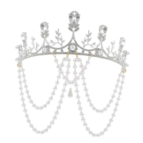 SAFIGLE 1 Stück Lolita Braut Hochzeitsdeko Party Krone Haar Strass Brautkrone Strass Hochzeit Tiara Hochzeit Kopfschmuck Für Braut Hochzeit Royal Die Krone Metall Weiß von SAFIGLE